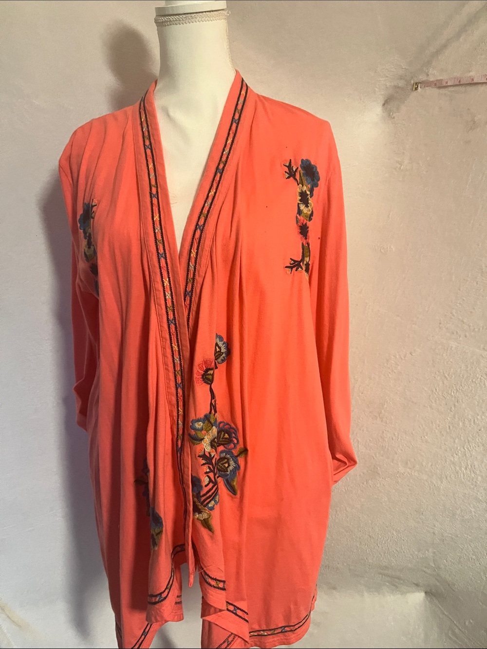 paparazzi Coral Embroidered Open-Front Tunic